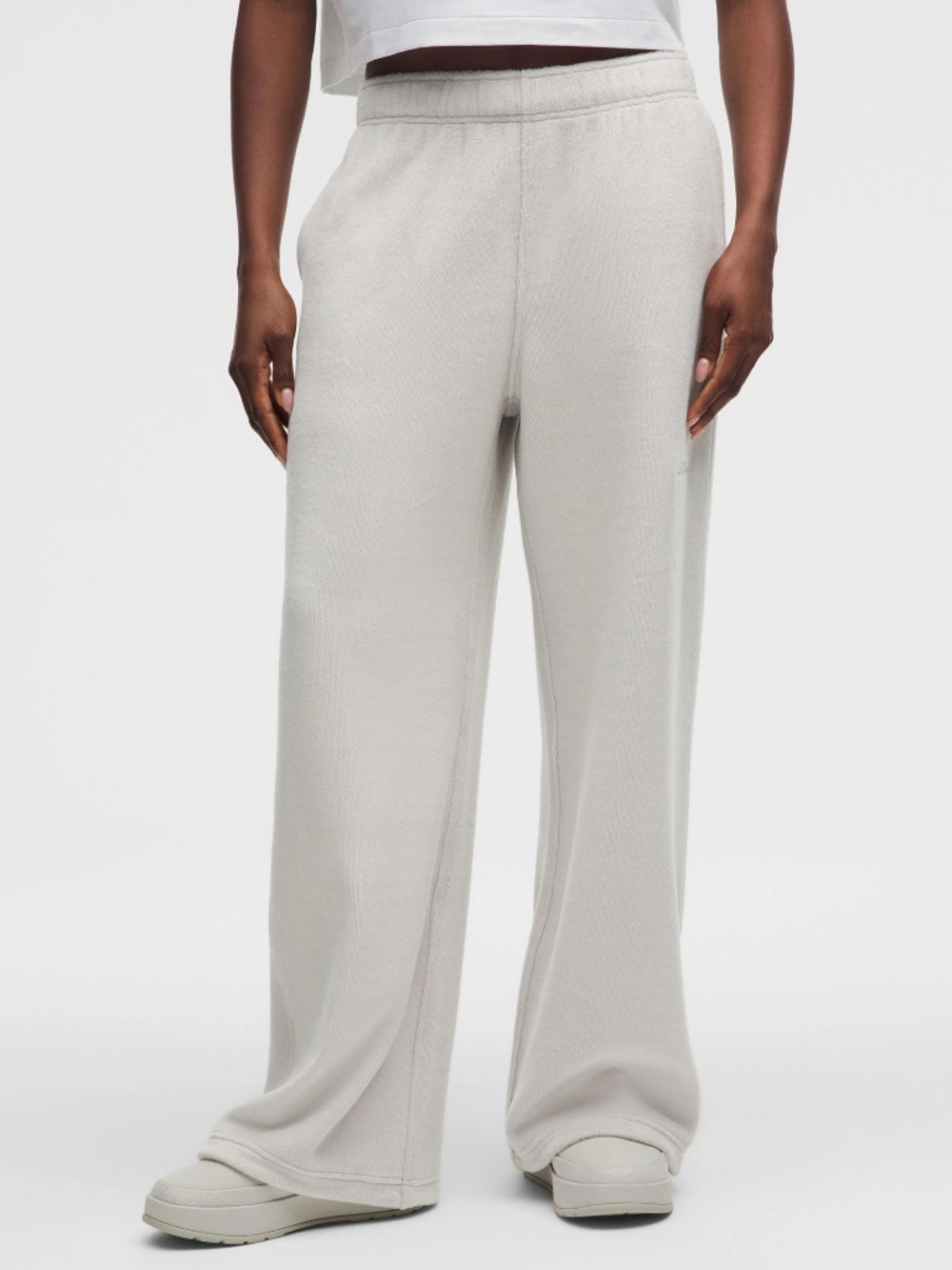 Lululemon Plush Velour Mid Rise Pants Dove Grey Medium - Picture 2 of 14